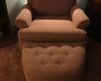 Upholstered Arm Chair and Ottoman