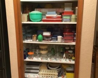 Misc. Storage containers, Tupperware, Rubermaid, Glassware.