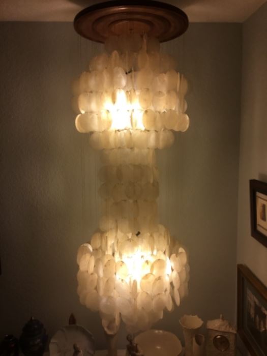Vernon Panton Style Capiz Shell Chandelier  (45in tall)