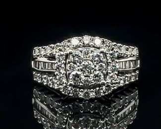 1.73 ctw Diamond Halo Triple Row Ring