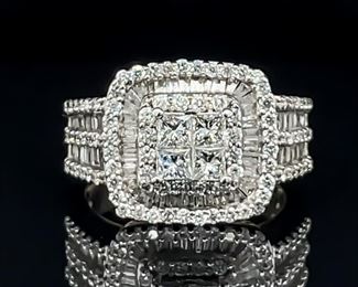 1.50 ct Diamond Square Halo Ring 14k Gold