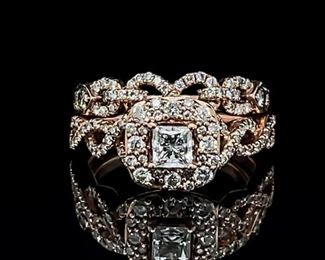 2.2 ctw Diamond Bridal Chain Ring Set in 14k Gold