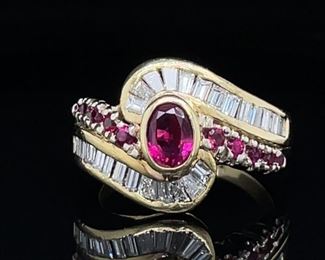 1CT+ Ruby & Diamond Cluster Ring 18k Gold