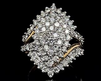 2ctw Diamond Cluster Marquise Ring in Yellow Gold