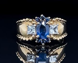 1.50 ctw Natural Sapphire Milgrain Ring 14k Gold