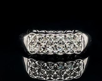 0.30CT Diamond 2-Row Band Ring in 14k Gold