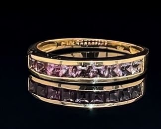 Square Amethyst Channel Band in 14k Gold