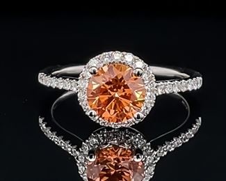 1.57 CT Fancy Pink & White Diamond Ring 14k Gold