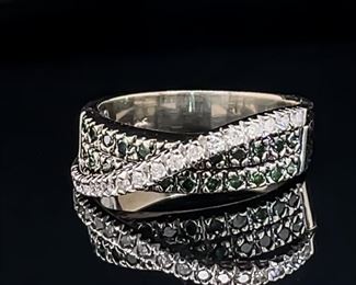 0.40 CT Blue & White Diamond Ring in 14k Gold