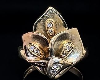 Designer Diamond Droplets Lily Ring in 14k Gold