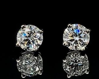 3 CT Round Diamond Stud Earrings in 14k White Gold