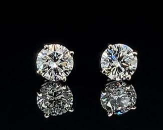 0.76 CT Diamond Stud Earrings in 14k White Gold