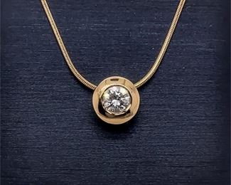 Diamond Bezel Necklace in Gold