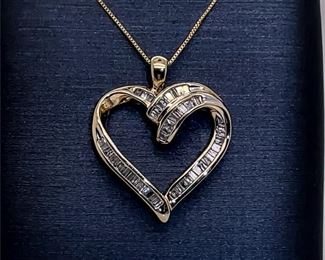 Diamond Heart Estate Pendant in Gold