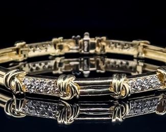 1.60-2 CT Diamond XOXO Tennis Bracelet 14k Gold