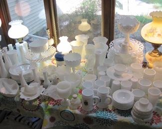Milkglass... Dishes, Lamps, Vases, Bottles, Vintage White Milkglass Blue Delft Humidor Canister