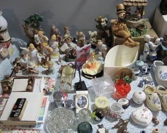Figurines, Clowns, Mickey Mouse, Flower Frogs, Holland items, Paperweights, Stationary