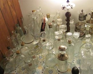 Decanters, Glass Ice Buckets, Vintage Lamp Set