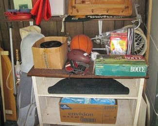 Wood Bench / Shelf, Weight Set, Sports Equipment