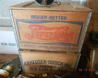 Pepsi and Busch wood boxes
