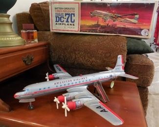 American Airlines Tin Toy Airplane with Box by Yonezawa