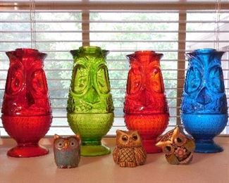Vintage Viking Glass Owl Fairy Light Lamp - Cloisonne Owl