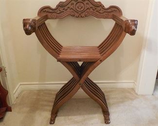 Savonarola Throne - Carved Wood Lion Head Folding Chair