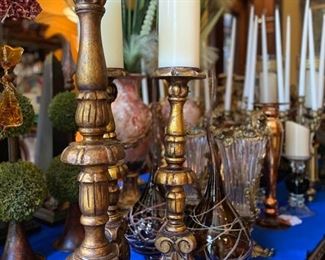 Candelabra's, Candlesticks 3 ft. tall , glass artwork, glass and brass pitchers, lamps
