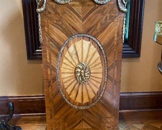 exquisite 64 inch high French stantion with inlay and decorative metal garnish (2- sold in pair only)