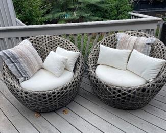 Grandinroad mason resin cocoon chairs. Outdoor