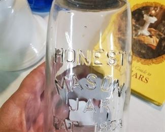 Antique Honest Mason canning jar...