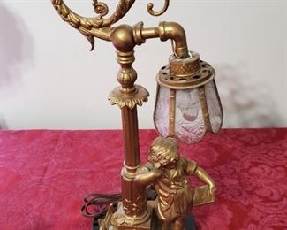 Converted figural gas light table lamp...