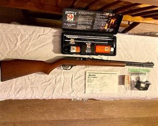 Vintage Marlin 22 caliber rifle with manual, ammo and cleaning kit. 
