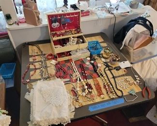 Lots of jewelry and jewelry box