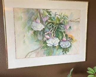 One of many watercolor florals painted by the owner