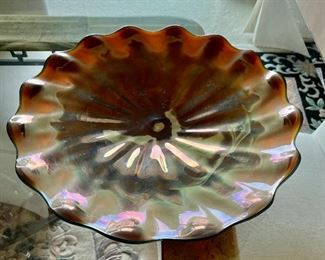 Large blown glass decorative plate, unsigned