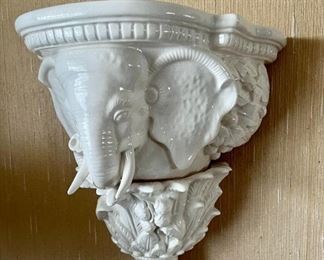 Blanc de chine elephant wall sconce pedestal
