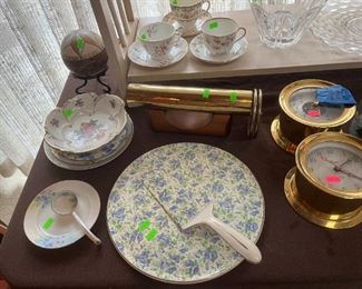 Chintz cake plate + server, Janice Chesnick kaleidoscope