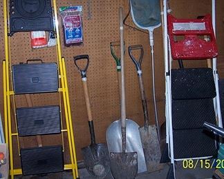 Nice step ladder, shovels, etc...