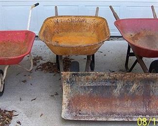 Wheel barrows, snow plow