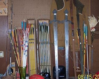 Compound bows, arrows,  swords, etc...