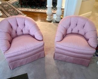 Pair of pink pin-striped chairs