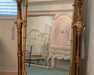 Brass bamboo cheval mirror