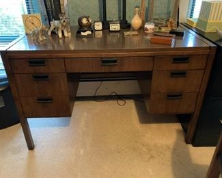 Mid-Century Sligh-Lowry  desk with laminate top, desk accessories
