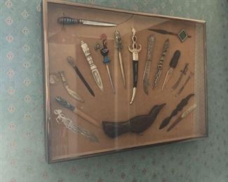 Letter opener collection framed all from various countries