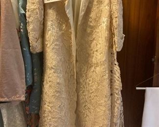Stunning silk Battenburg lace evening coat hand made from 1900 to 1905.  