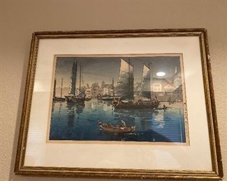 Lots of framed, under glass, pictures