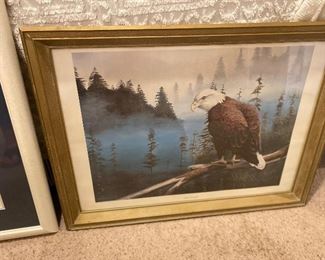 Lots of framed, under glass, pictures