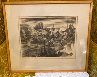 Lots of framed, under glass, pictures