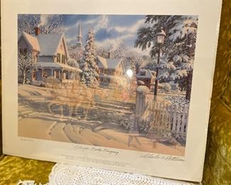 Lots of framed, under glass, pictures